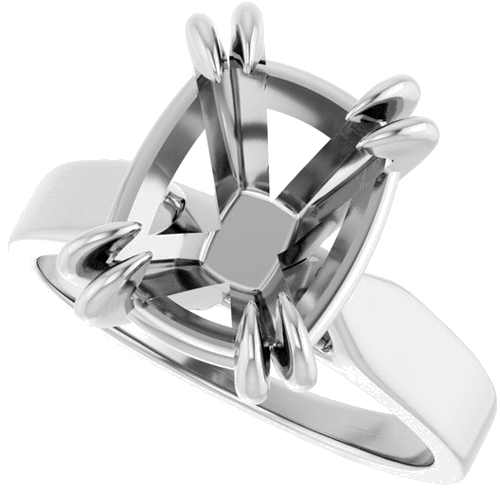 Sužadėtuvių Žiedas „Double Claw-Prong Solitaire“ 14k white gold Elongated Cushion 11mm x 9mm (5)