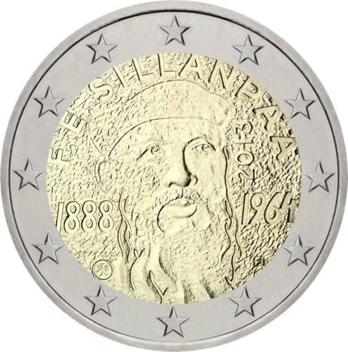2013 Suomija Sillanpaa 2 eurų moneta (1)