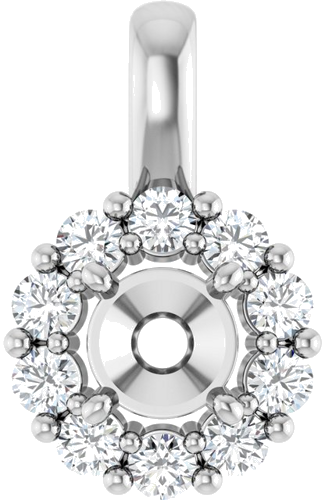 Pakabukas „Halo-Style“ 14k white gold Round 4.4mm (1)
