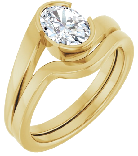 Sužadėtuvių Žiedas „Half-Bezel Solitaire“ 18k yellow gold Oval 7.5mm x 5.5mm (6)