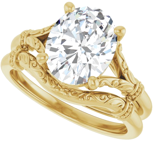 14K Yellow 10x8 mm Oval Solitaire Engagement Ring Mounting (10)