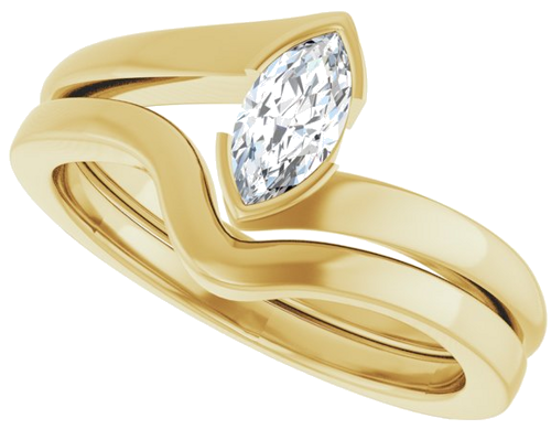 Sužadėtuvių Žiedas „Half-Bezel Solitaire“ 14k yellow gold Marquise 7mm x 3.5mm (10)