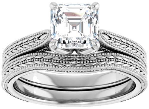 Sužadėtuvių Žiedas „Solitaire“ 14k white gold Asscher 6mm (8)