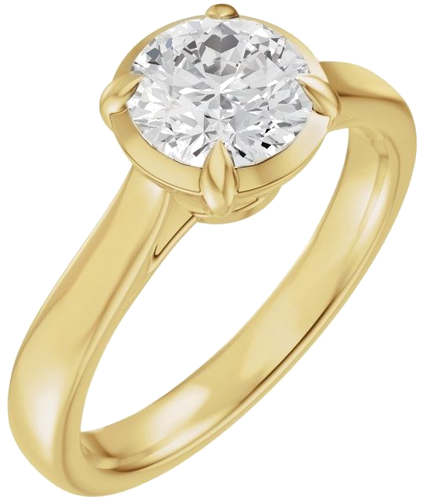 Sužadėtuvių Žiedas „Claw-Prong Solitaire Bezel-Style“ 14k yellow gold Round 7.4mm (1)