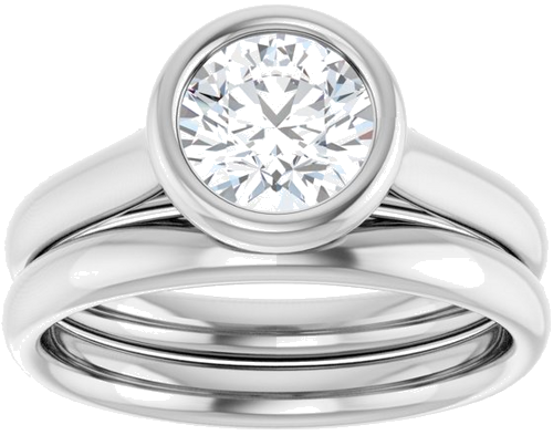 Sužadėtuvių Žiedas „Bezel-Set Solitaire“ 950 Platinos Round 6.5mm (8)
