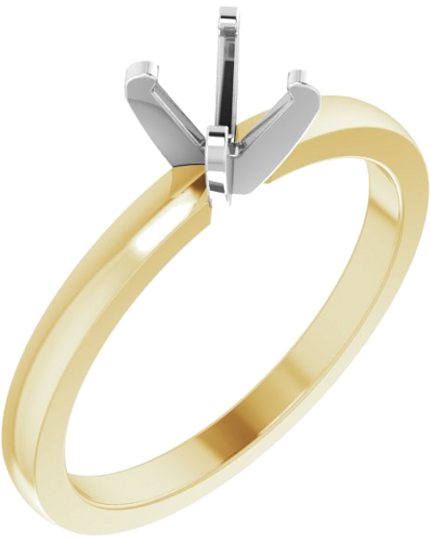 14K Yellow White 5-5.3 mm Round Solitaire Engagement Ring Mounting (1)
