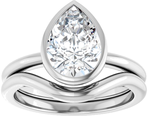 Sužadėtuvių Žiedas „Bezel-Set“ 14k white gold Pear 10mm x 7mm (8)