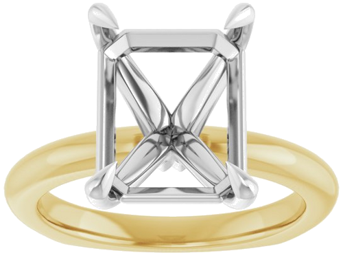 Sužadėtuvių Žiedas „Claw-Prong Euro Shank“ 14k yellow/white gold Emerald 11mm x 9mm (3)