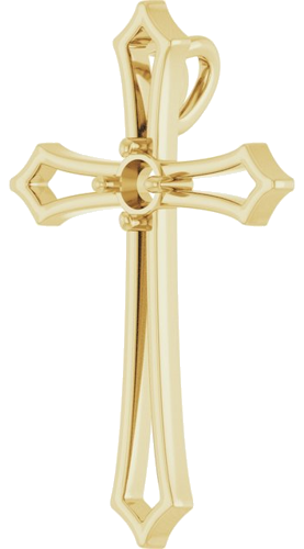 Pakabukas „Accented Cross“ 14k yellow gold Round 3mm (2)