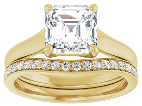Sužadėtuvių Žiedas „Solitaire“ 18k yellow gold Asscher 7mm (8)