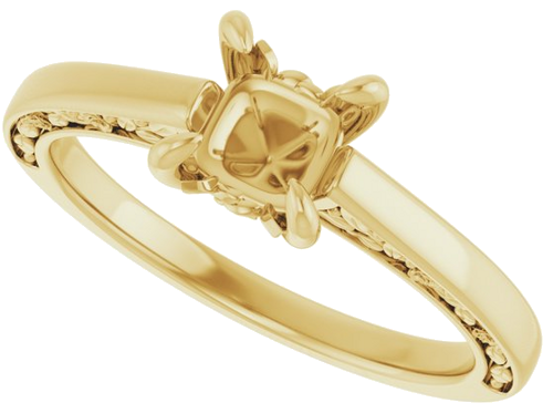 Sužadėtuvių Žiedas „Solitaire Floral“ 14k yellow gold Round 6.5mm (5)