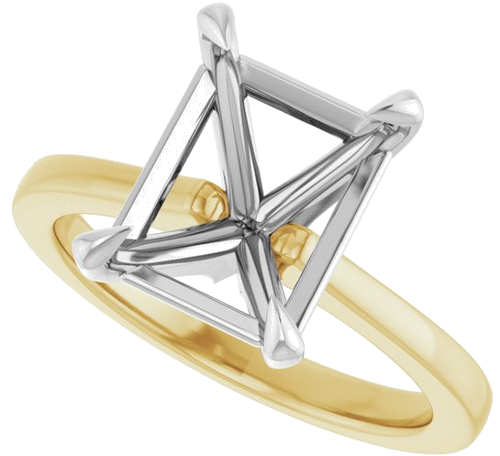 Sužadėtuvių Žiedas „Claw-Prong“ 14k yellow/white gold Emerald 10mm x 8mm (5)