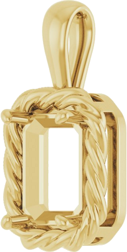 Pakabukas „Rope Solitaire Charm“ 14k yellow gold Emerald 8mm x 6mm (2)