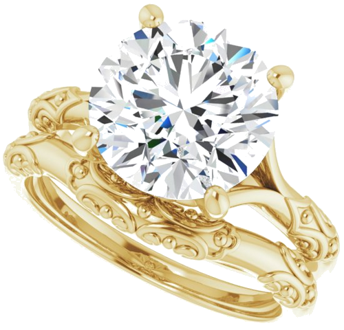 Sužadėtuvių Žiedas „Solitaire Sculptural“ 14k yellow gold Round 10mm (10)