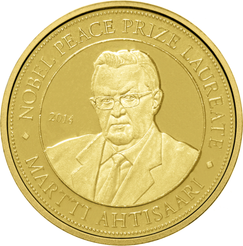 2014 Мартти Ахтисаари 2500 шиллингов золотая монета (2)