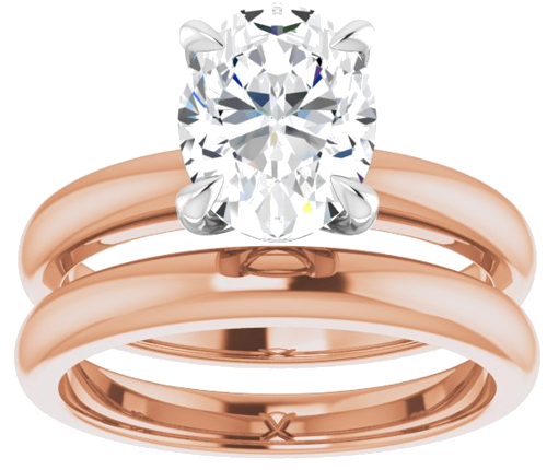 Sužadėtuvių Žiedas „Solitaire“ 585 Baltojo Ir Rožinis Aukso Oval 9mm x 7mm (8)