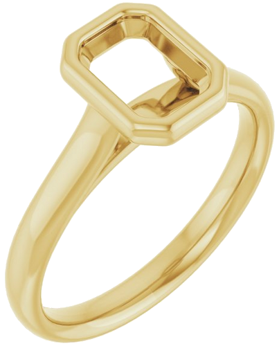 Sužadėtuvių Žiedas „Bezel-Set Solitaire“ 10k yellow gold Emerald 7mm x 5mm (1)