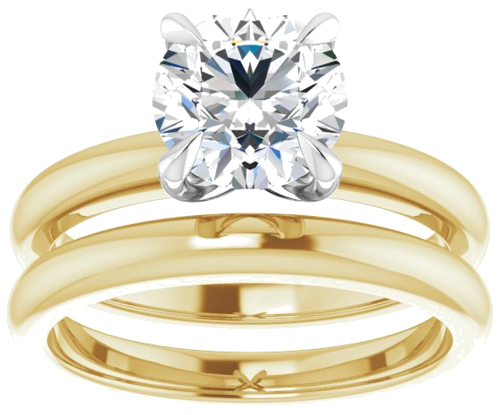 Sužadėtuvių Žiedas „Solitaire“ 585 Baltojo Ir Geltonojo Aukso Round 7.4mm (8)