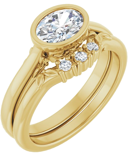 Sužadėtuvių Žiedas „Bezel-Set“ 14k yellow gold Oval 7mm x 5mm (6)