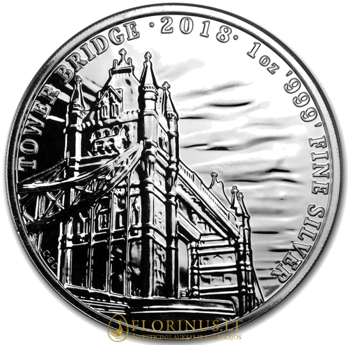 2018 Bokšto Tiltas, Didžioji britanija, 1 oz sidabrinė moneta (1)