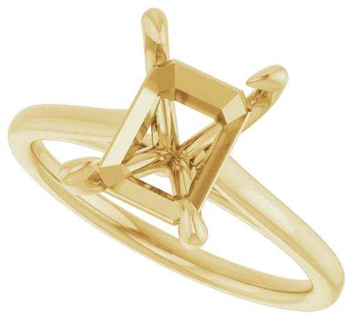 14K Yellow  9x7 mm Emerald Solitaire Engagement Ring Mounting (5)