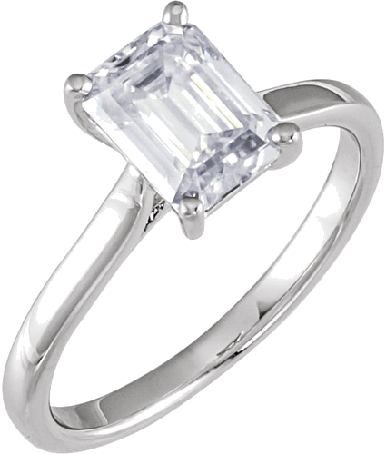 Sužadėtuvių Žiedas „Solitaire“ 585 Baltojo Aukso Emerald 8mm x 6mm (3)