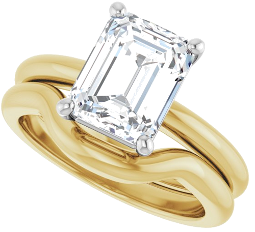 Sužadėtuvių Žiedas 14k yellow/white gold Emerald 9mm x 7mm (10)