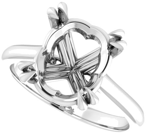 10K White 12x10 mm Oval Solitaire Engagement Ring Mounting (5)