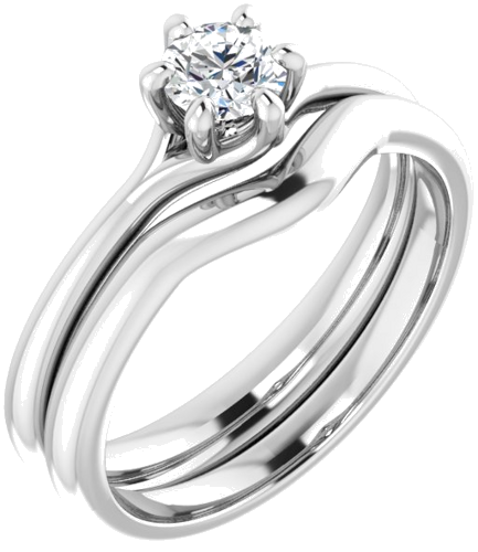 Sužadėtuvių Žiedas „Solitaire“ 14k white gold Round 4.4mm (6)
