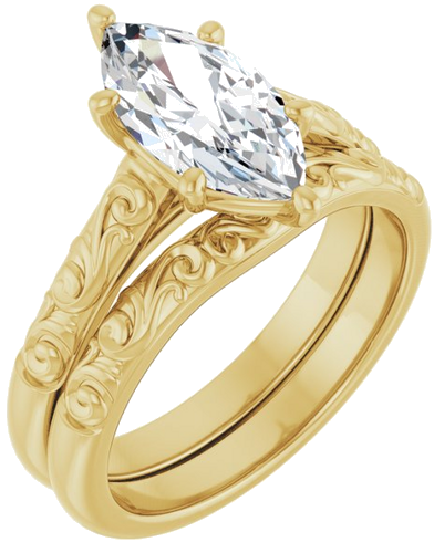 Sužadėtuvių Žiedas „Solitaire“ 585 Geltonojo Aukso Marquise 12mm x 6mm (6)