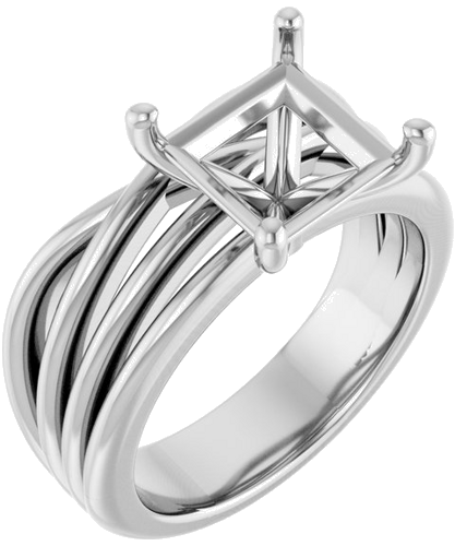 Sužadėtuvių Žiedas „Solitaire Asymmetric“ 14k white gold Square 7.5mm (1)