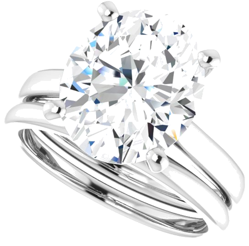 14K White 12x10 mm Oval Engagement Ring Mounting (10)