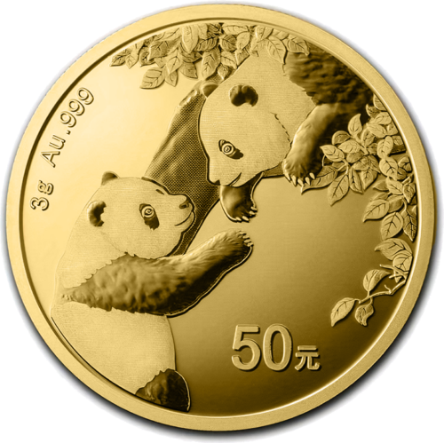 3 g Panda 2022 Ķīna 50 juaņu zelta monēta (1)