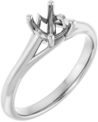 14K White 7x5 mm Oval Solitaire Engagement Ring Mounting (1)