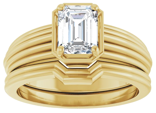 Sužadėtuvių Žiedas „Solitaire Vintage-Inspired“ 14k yellow gold Emerald 6.5mm x 5mm (8)