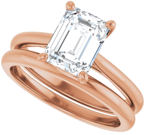 18K Rose 8x6 mm Emerald Solitaire Engagement Ring Mounting (10)