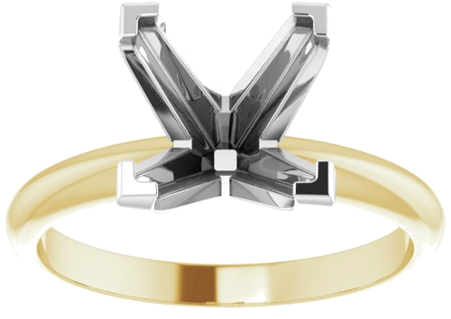 14K Yellow White 8 mm Square V-End 4-Prong Engagement Ring Mounting (3)