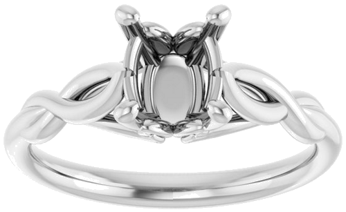 Sužadėtuvių Žiedas „Solitaire Sculptural“ 10k white gold Oval 8mm x 6mm (3)