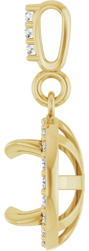 Pakabukas „Halo-Style“ 14k yellow gold Round 7mm (3)