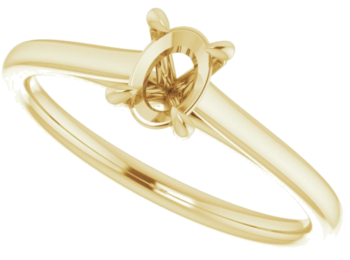 Sužadėtuvių Žiedas „Solitaire“ 585 Geltonojo Aukso Oval 6mm x 4mm (5)