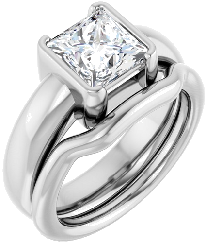 Sužadėtuvių Žiedas „Half-Bezel Solitaire“ 14k white gold Square 7mm (6)