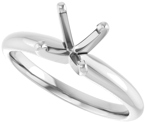 14K White 7 mm Round 4-Prong Solitaire Ring Mounting (5)