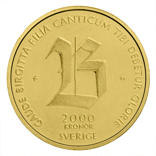 2000 kronų Šventoji Brigita 2003 Švedija auksinė moneta (2)