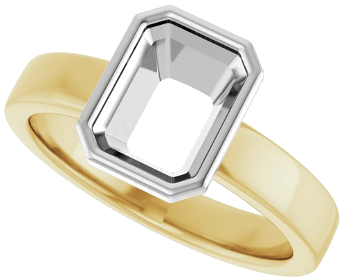14K Yellow White 8x6 mm Emerald Solitaire Engagement Ring Mounting (5)