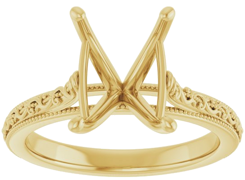 Sužadėtuvių Žiedas „Solitaire Sculptural“ 14k yellow gold Emerald 10mm x 8mm (3)