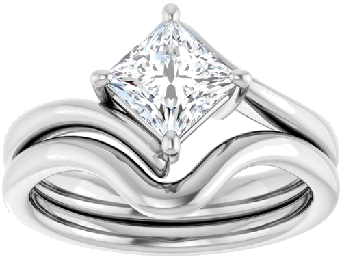 Sužadėtuvių Žiedas „Solitaire Bypass“ 14k white gold Square 5.5mm (8)