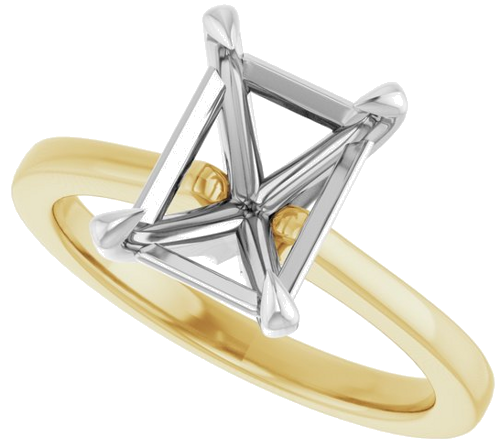 Sužadėtuvių Žiedas „Claw-Prong“ 14k yellow/white gold Emerald 9mm x 7mm (5)