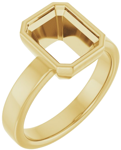 Sužadėtuvių Žiedas „Bezel-Set Solitaire“ 10k yellow gold Emerald 9mm x 7mm (1)