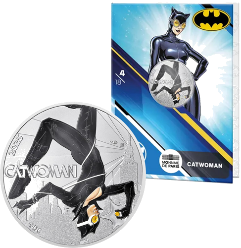 10 eiro CATWOMAN 2025 Francijas sudraba monēta BU kartē (1)