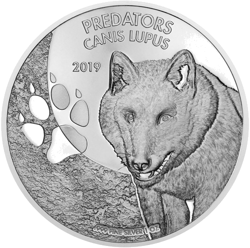 1 oz Сив вълк 2019 Конга сребърна монета (1)